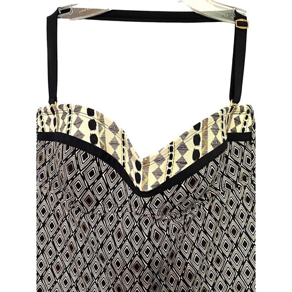 Bleu Rod Beattie Swimsuit Top Halter Strap Black, White & Gold Women’s Size 4 - Picture 2 of 9